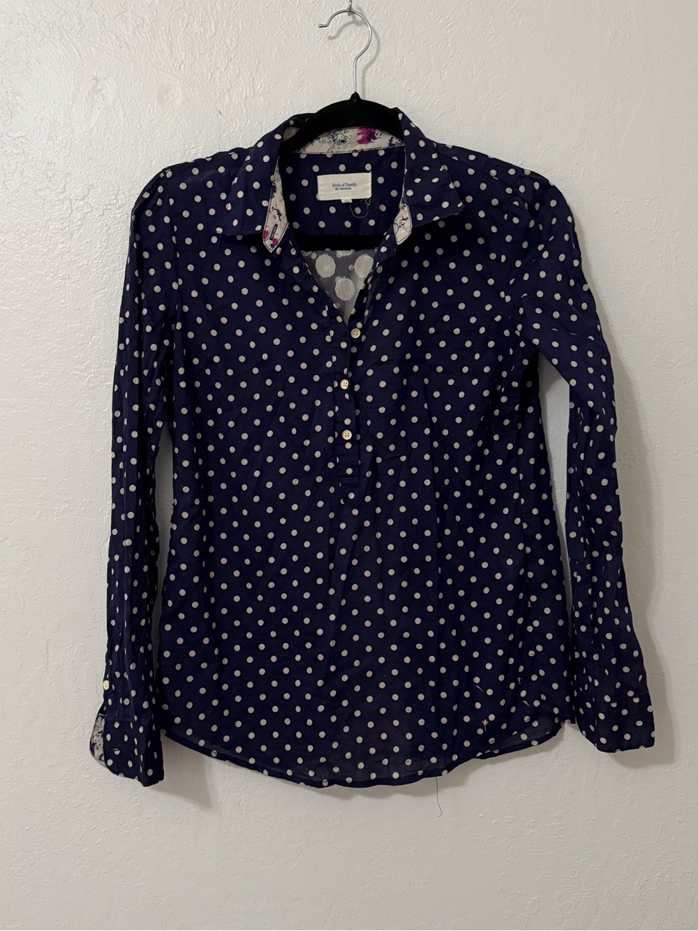 Birds of Paradise by Trovata polka dot blouse